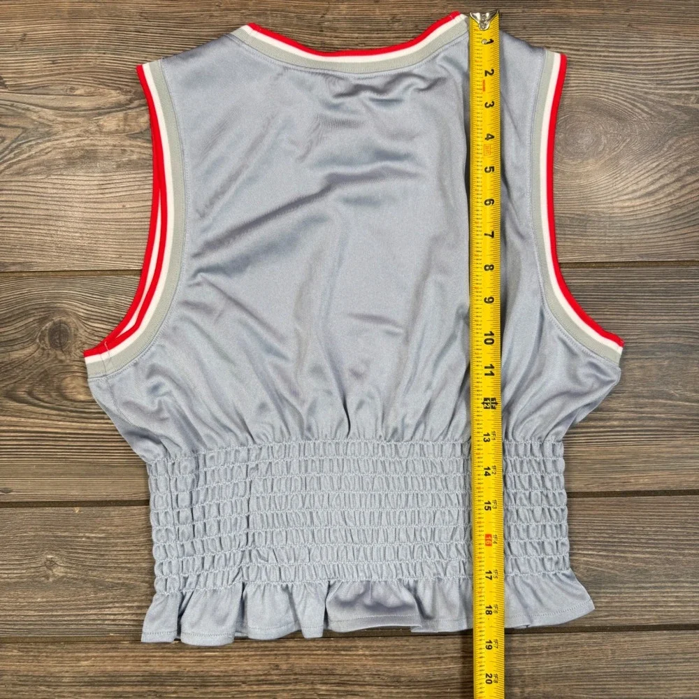 Free People FP Movement Women Size SMALL Prime Time Tank Top Blue Grey Smocked - Picture 7 of 9